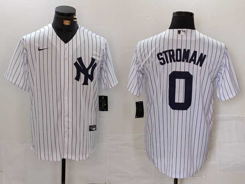 Mens New York Yankees #0 Marcus Stroman White Cool Base Stitched Jersey